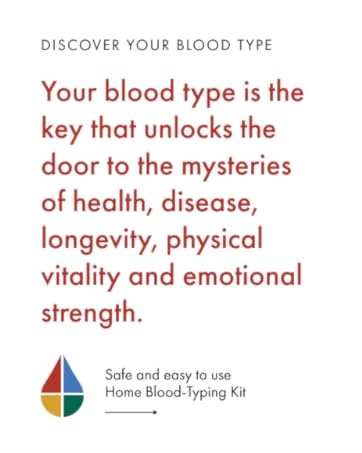 Text discover your blood type brand logo arrow pointing to the right