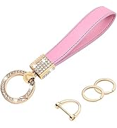 Wisdompro Geunine Leather Car Keychain, Universal Bling Key FOB Keychain Holder Leather Key Chain...