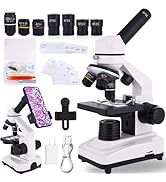 Microscope for Adults &amp; Kids-40X-2500X High-Power Compound Microscope for Students, School Lab &amp; ...