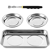Rechabite 3 Pieces Magnetic Trays with 8LBs Telescoping Magnetic Pick-up Tool Set, 9.5" Rectangle...