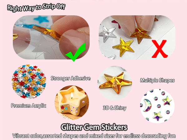 These self-adhesive face gems stickers are Easy Peel &amp; Stick Self-Adhesive Design.
