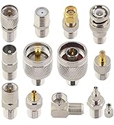 BOOBRIE F Type Connector Kit 12-Pack F Female to SMA/SMB/BNC/UHF PL259/Mini UHF/N-Type/FME/TS9/CR...