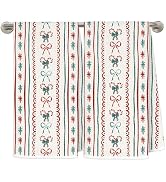 LRWHDFW Red and Green Christmas Kitchen Towels, Striped Christmas Candy Cane Bow Decorative Hand ...