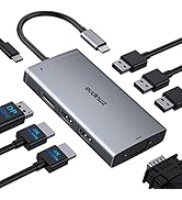 USB C Docking Station Dual Monitor for Dell HP, Laptop Docking Station Quadruple Display USB C Hu...