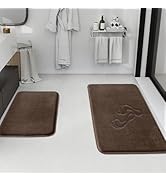 HUXMEYSON Bathroom Rugs Sets 2 Piece, Non-Slip &amp; Quick Dry Bath Mat Set, Ultra Soft Velvet Bath R...