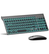 TopMate Wireless Gaming Keyboard and Mouse Ultra Slim Combo, 2.4G Silent Compact USB 2400DPI Mous...