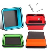Upgrade Collapsible Magnetic Parts Tray Set-4 Pack Magnetic Tool Trays for Screw Bolts Nuts Washe...