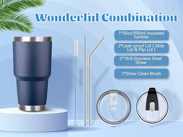30oz tumbler with lid and straw
