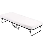 Folding Guest Bed with Wheels Guest Beds Portable Beds Extra Roll Away Foldaway 3.9 Inch Comfort ...