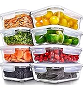 PrepNaturals 8 Pack 36 Oz Glass Meal Prep Containers - Dishwasher Microwave Freezer Oven Safe - G...