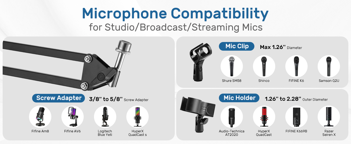 Microphone Compatibility-for Studio/Broadcast/Streaming Mics