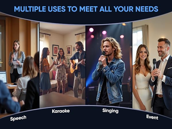 A couple joyfully sings a duet at karaoke, holding wireless microphones creating a lively atmosphere