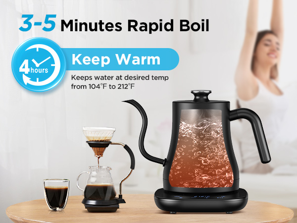 gooseneck electric kettle temperature control