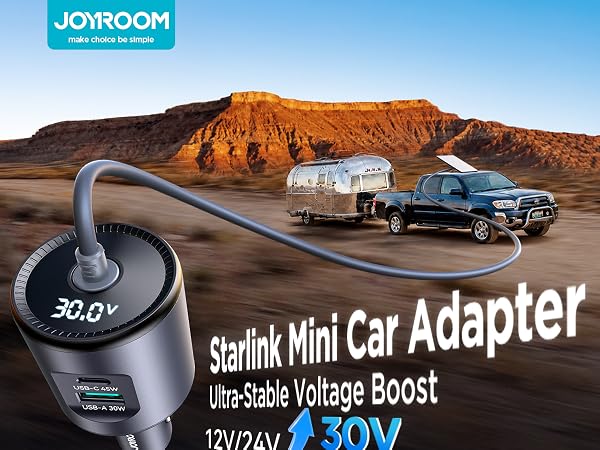 JOYROOM 3-in-1 starlink mini car adapter 12v-24v step up to 30v