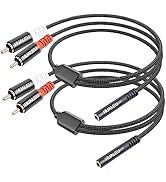 HUALEU 1FT 2Pack Female 3.5mm to Dual RCA/Phono Male Stereo Splitter Cord, RCA to 1/8 Female Y Ca...