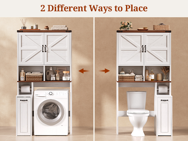 Over The Toilet Storage Cabinet with Pulley Small Bathroom Storage Cabinet