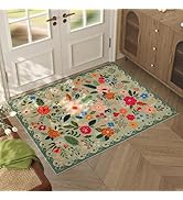 Rugcomf Door Mat Indoor Entrance 2x3 Rug Machine Washable Boho Floral Small Area Rug Non-Slip Low...