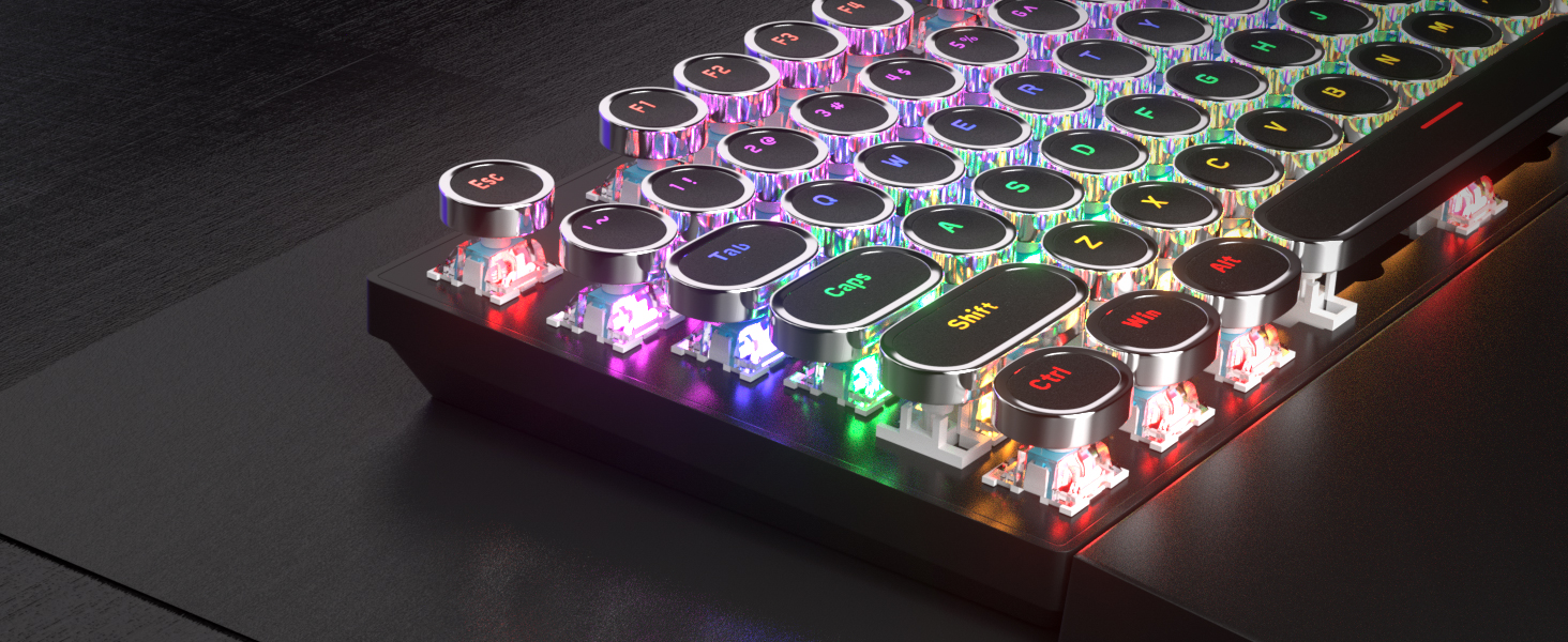 Black Retro Punk Gaming Keyboard