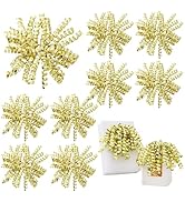 TONIFUL 6 Inch Gold Shiny Curly Ribbon Bows 8 Counts Self-Adhesive Gift Bows for Gift Wrapping, B...