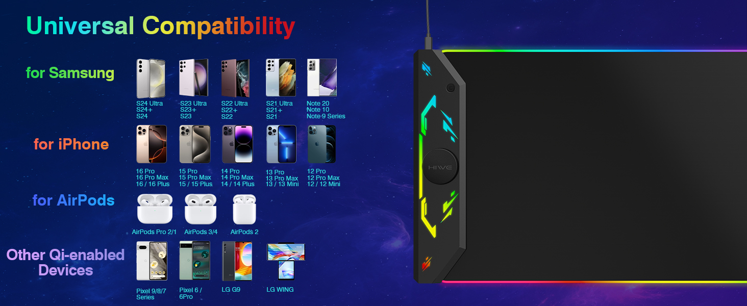 Gaming mouse pad RGB mousepad wireless charging