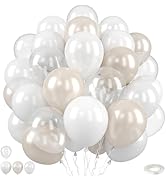 Pearl White Balloons,50PCS 12 Inch Pearl White Sand White and Clear Balloon with Ribbon,for Girl ...