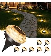 JOFIOS Mini Solar Ground Lights Outdoor,Flat Solar Pathway Lights 8 Pack,IP67 Waterproof Solar Po...
