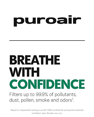 PuroAir HEPA Air Purifier for Allergies Pets Small Rooms Offices Bedrooms Dorm Kitchen