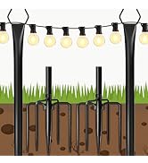 Artfulites 2 Pack String Light Poles-10 Ft Light Poles for Outside String Lights, Outdoor Lights ...