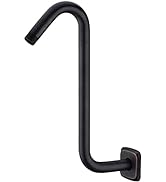 Angled Shower Arm with Flange S Shaped Rainfall Shower Head Riser Pipe, 12 Inch Stainless Steel G...