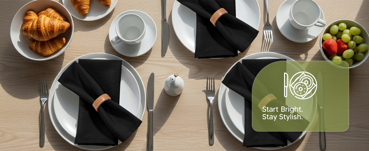 black cloth napkins kitchen dinner table ocassion events party decoration wedding christmas newyear