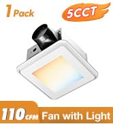 Amico Bathroom Exhaust Fan with Light, 110CFM, 1.0 Sones, 1000 LM, 5CCT, Easy Install, Ceiling Mo...