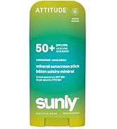 ATTITUDE Mineral Sunscreen Stick SPF 50, Broad Spectrum Zinc Oxide, EWG Verified, Non-Nano, Mess-...