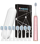 kingheroes Electric Toothbrush Set, Ultrasonic Toothbrush with 5 Modes, 15 Vibration Frequencies ...