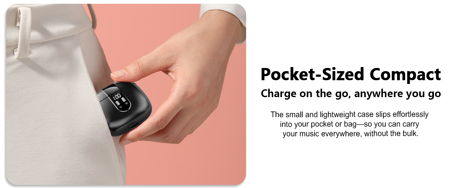 Text reads 'Pocket-Sized Compact'. Stack of wooden or bamboo fan-shaped slats shown progressively opening to demonstrate compact to expanded states.