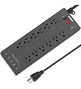 Surge Protector, POWERIVER Power Strip with 12 Outlets and 5 USB Ports(Total 4.2A), 6 Ft Extensio...