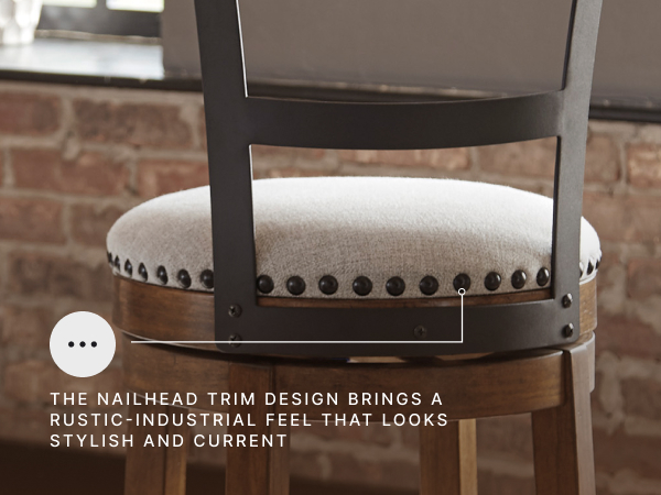 Kitchen island seating demonstrating 24.5 inch seat height fit with engineered wood frame