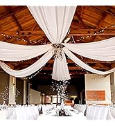6 Panels White Ceiling Drapes for Wedding Ceiling Drapes 5ftx10ft Wedding Arch Draping Fabric She...