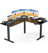 ErGear L Shaped Standing Desk, 63" x 55" Electric Height Adjustable Sit Stand up Desk, Corner Com...