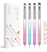 MelodySusie 4Pcs Dual-Ended French Nail Brush and Dotting Pen Set, Size #10#12#14#16 with Brush H...