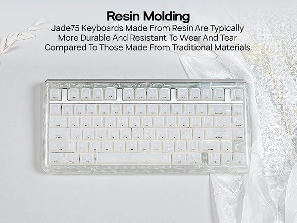KiiBoom Jade75 75% Resin Molding Mechanical Keyboard, BT5.0/USB-C/2.4GHz | Wireless Gaming Keyboard ...