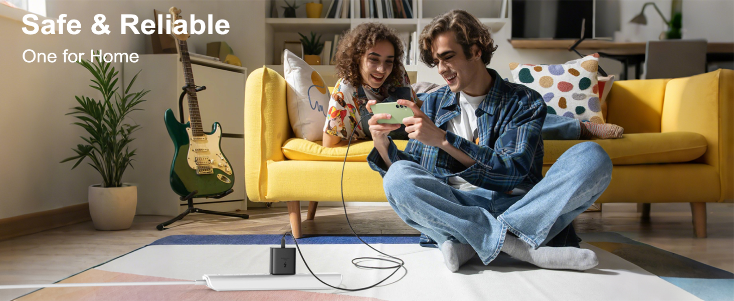 the long cable lets you charge comfortably wherever you are.