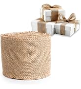 LaRibbons 4 Inch Natural Burlap Fabric Roll 10 Yards Jute Ribbon for Craft Gift Wrapping Wreath W...