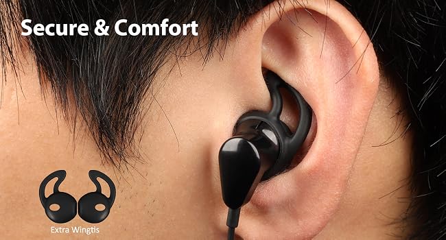 half in-ear wired earbuds with wingtip