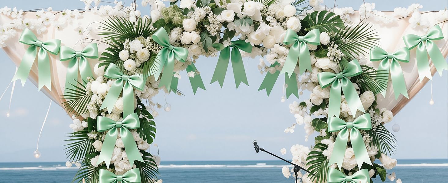 sage green bow banner