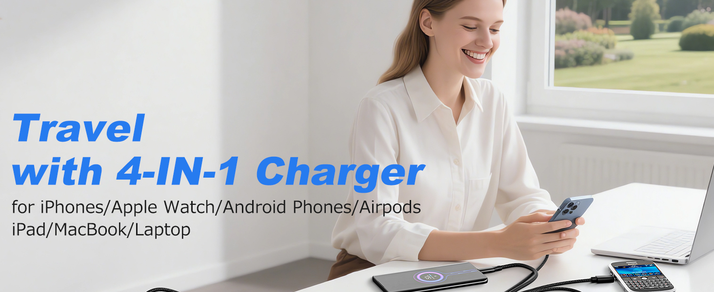 4 in 1 multi charging cable, it allows you to quickly charge 4 devices at the same time.
