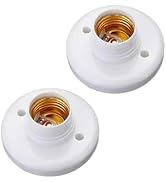 2Pcs White E27 Round Plastic Screw Light Bulb Lamp Socket Holder, Light Sockets