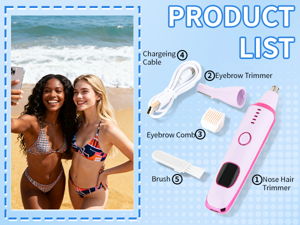 2 in 1 Nose and Ear Hair Trimmer with LED Display