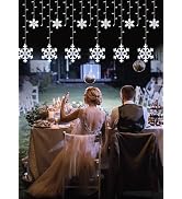 Snowflake Christmas Icicle Lights Outdoor, 20Ft 228 LED White Christmas Lights with 24 Drops, 8 M...