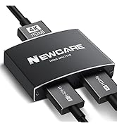 NEWCARE HDMI Splitter 1 in 2 Out, Alu-Alloy 4K HDMI Splitter for Dual Monitors Duplicate/Mirror w...