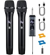 Loewieta Wireless Microphones for Singing Karaoke, 500ft/150m Long Range Metal Dual Cordless Mic ...
